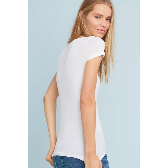 MICHAEL STARS FOR ANTHROPOLOGIE Women’s White Sparkle Short Sleeve Top Size Medi - Picture 3 of 7